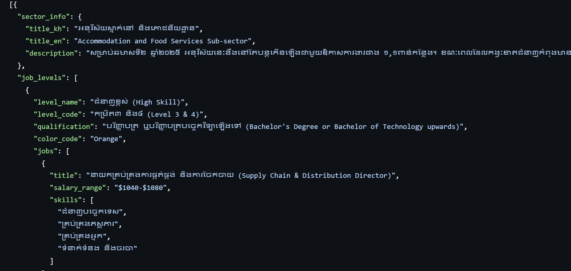 ទិន្នន័យការងារក្នុងអនុវិស័យផ្សេងៗឆ្នាំ២០២៥ - រូបភាពឯកសារសម្រាប់ទាញយក